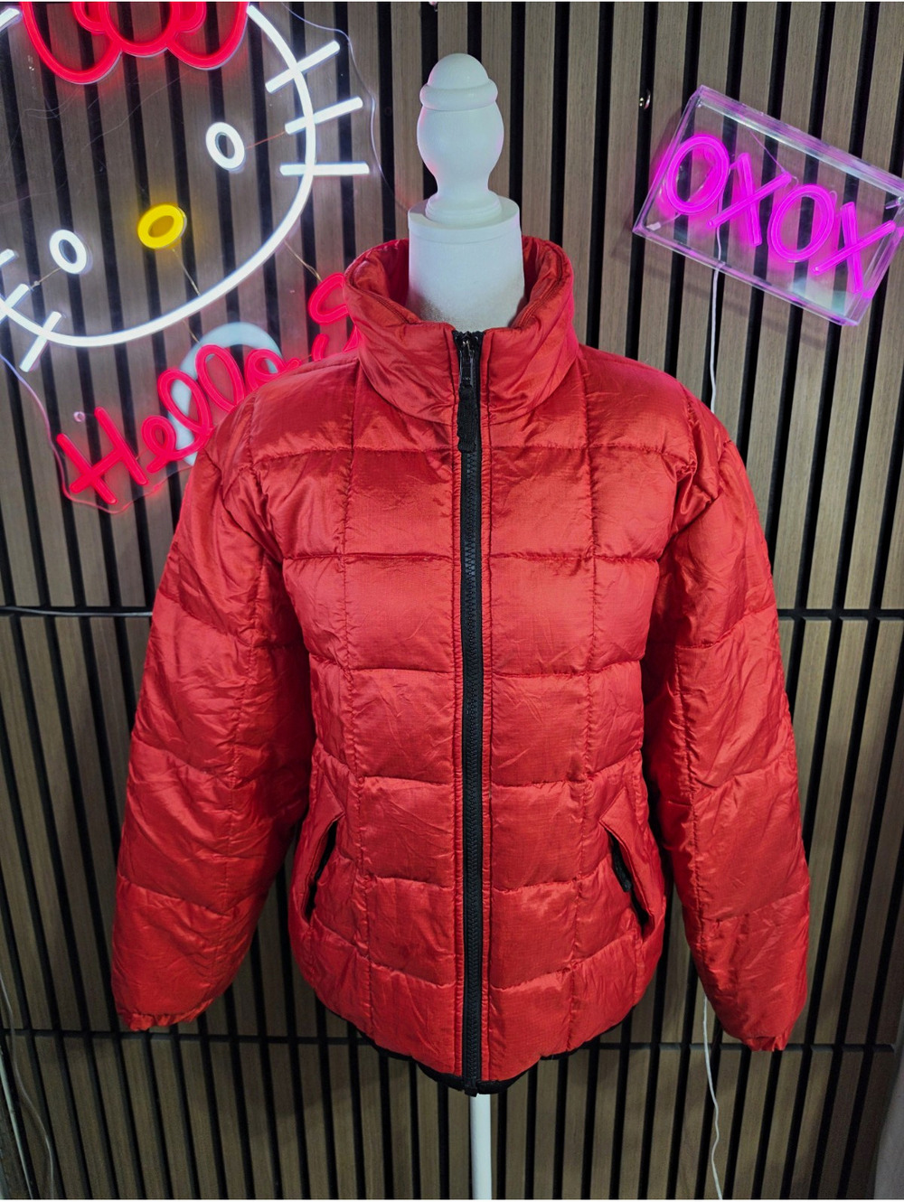 Fashion Bug Jacket Womens M Red Down Insulated Quilted Puffer Full Zip